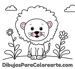 Dibujos online de animales para pintar gratis para niñas y niños: Leoncito