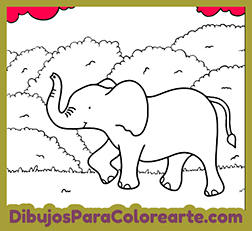 Dibujo infantil de elefante para colorear