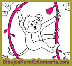 Dibujos fáciles de animales para colorear online: Mono