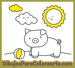 Dibujos online para colorear gratis para niños pequeños: Cerdito