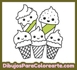 Ilustraciones online para colorear para niños pequeños: Heladitos para pintar gratis