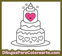 Imágenes para colorear en línea para niños pequeños: Pastel corazón