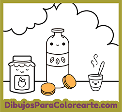 Dibujos fáciles y bonitos para pintar en línea: Desayuno para colorear gratis