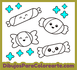 Dibujos para colorear en línea para niños de 2 a 5 años: Caramelos