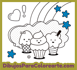 Helados kawaii para pintar