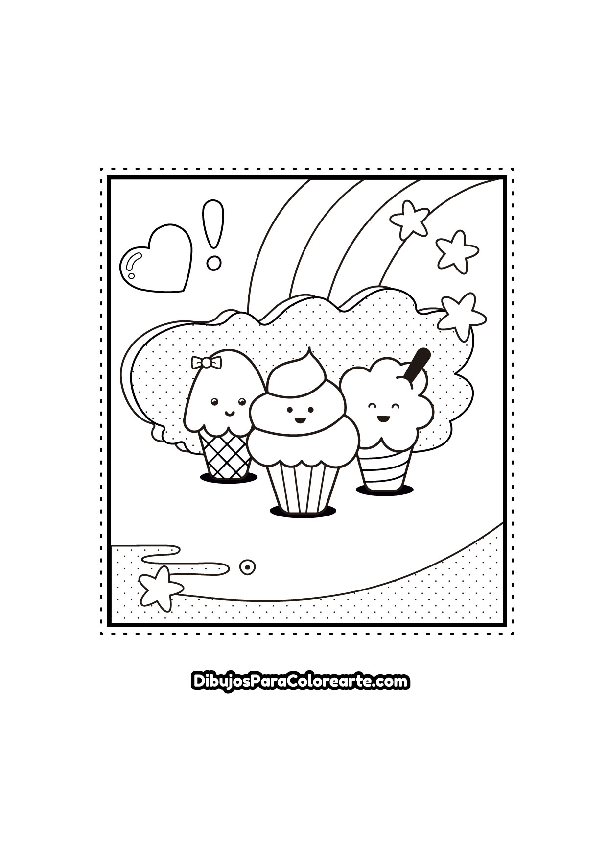 Helados kawaii para pintar