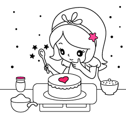 Dibujos fáciles de princesas gratis para niñas y niños: Princesa cocinera