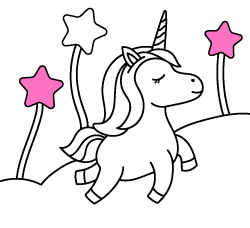 Dibujo de Unicornio para colorear online y gratis para niñas y niños: Estrellas