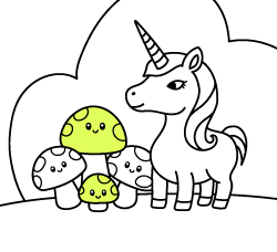 Imágenes para colorear online. Unicornio con setas para pintar gratis para niños y niñas