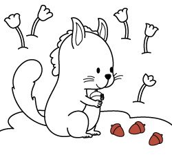 Dibujos infantiles de animales para pintar online para niñas y niño: Ardilla