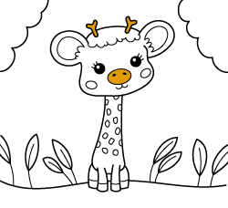 Dibujos infantiles de animales para pintar gratis para niñas y niños: Jirafa Bebé