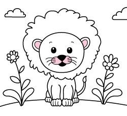 Ilustraciones de animales online para pintar gratis para niños pequeños: Leoncito