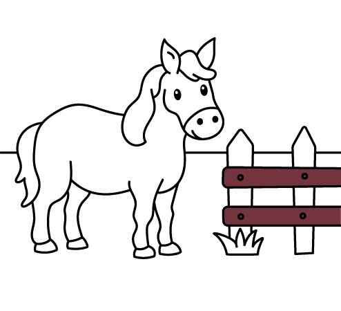 Dibujos de animales online para pintar gratis para niños pequeños: Caballo