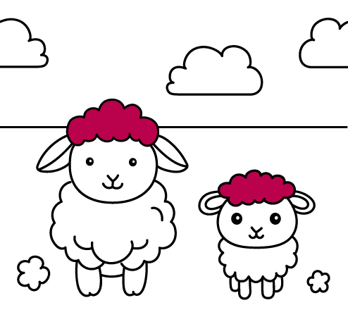 Dibujos de animales gratis para colorear online para niños pequeños: Ovejas