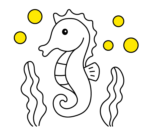 Dibujos infantiles de animales para colorear online y gratis: Caballito de Mar