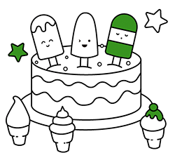 Colorear dibujos fáciles para niños y niñas: Pastel de cumpleaños