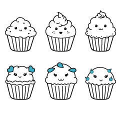 Dibujos infantiles para pintar gratis. Imágen de Muffins para colorear online para niños pequeños