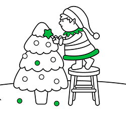 Dibujo navideño fácil de pintar. Colorear online gratis