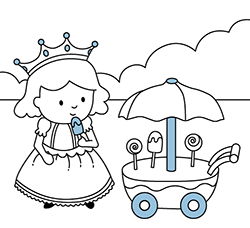 Dibujos infantiles para pintar gratis. Dibujo de princesa para colorear para niñas y niños