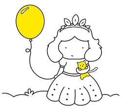 Colorear dibujo de Princesa Feliz con globo