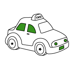 Colorear online gratis y pintar. Dibujo infantil de transporte: Taxi