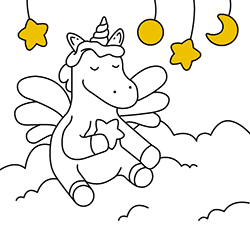 Imprimir gratis y colorear dibujo de Unicornio con Alas