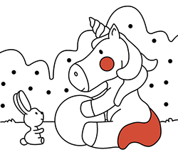 Unicornio para colorear online. Dibujo infantil original para pintar gratis