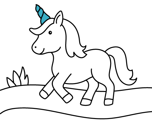 Dibujos de Unicornios gratis para colorear online para niños pequeños: Rumbo al río