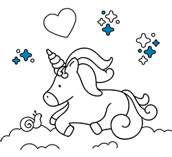 Dibujo de colorear Unicornio caiñoso