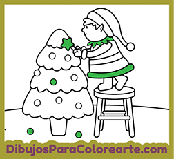 Dibujo navideño de duende para colorear online o para imprimir gratis y pintar