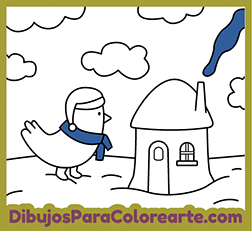 Dibujo navideño infantil para colorear en línea. Pajarito para pintar gratis para niños