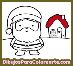 Dibujos infantiles para colorear en línea para niños y niñas: Casa de Santa Claus para pintar gratis