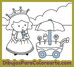 Dibujos fáciles para imprimir gratis y pintar. Princesa para colorear online