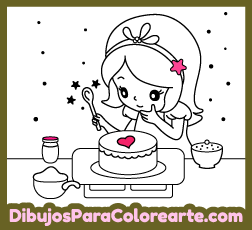 Princesas para colorear gratis. Dibujo fácil de princesa cocinera para niñas y niños online