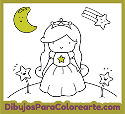 Dibujo para colorear online de Princesa Estrella para niñas y niños