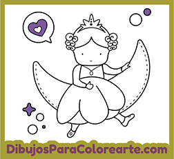 Dibujos infantiles para colorear online: Princesa Luna para pintar gratis