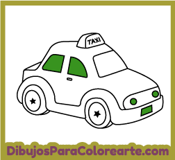 Dibujos fáciles de transportes para colorear y para imprimir y pintar * Taxi