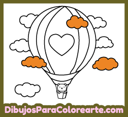 Ilustraciones de transportes para colorear online para niños: Globo