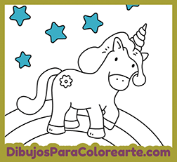 Dibujo de Unicornio para colorear online o para imprimir gratis y pintar: Arcoiris