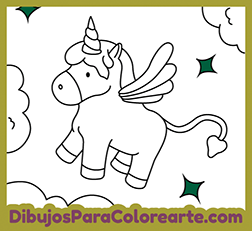 Dibujo de Unicornio para niños y niñas. Imprimir gratis y pintar o colorear online