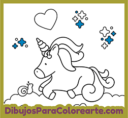 Dibujo de colorear Unicornio caiñoso