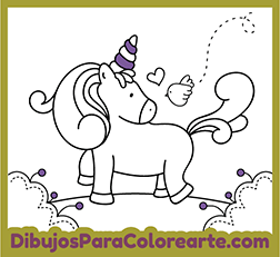 Colorear dibujo de Unicornio tierno